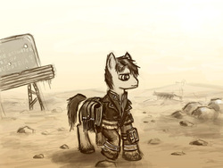 Size: 1280x960 | Tagged: safe, artist:agm, oc, fallout equestria, chosen one, fallout, pipbuck, ponified, wasteland
