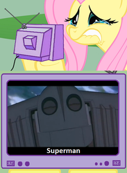 Size: 563x771 | Tagged: safe, fluttershy, pegasus, pony, g4, dc comics, exploitable meme, fluttercry, male, meme, superman, tearjerker, the iron giant, tv meme