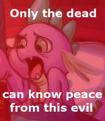 Size: 282x323 | Tagged: safe, edit, spike, g4, only the dead can know peace from this evil, reaction image