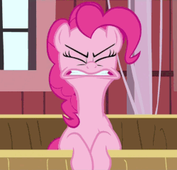 Size: 562x540 | Tagged: safe, screencap, pinkie pie, earth pony, pony, g4, season 2, the last roundup, animated, cropped, faic, female, fish face, solo