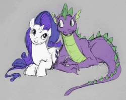 Size: 3840x3040 | Tagged: safe, artist:artistefish, rarity, spike, dragon, pony, unicorn, g4, female, high res, interspecies, male, mare, older, older spike, ship:sparity, shipping, straight