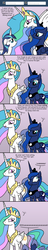 Size: 1280x6614 | Tagged: dead source, safe, artist:atomic-chinchilla, princess celestia, princess luna, shining armor, alicorn, pony, unicorn, ask female shining armor, g4, ..., ask, female, gleaming shield, horn, laughing, mare, royal sisters, rule 63, scrunchy face, siblings, sisters, tumblr, wings