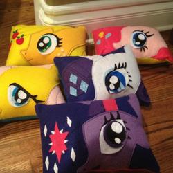 Size: 600x600 | Tagged: safe, applejack, fluttershy, pinkie pie, rarity, g4, photo, pillow