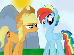 Size: 480x360 | Tagged: safe, artist:love354398, applejack, rainbow dash, g4, applejack (male), rainbow blitz, rule 63