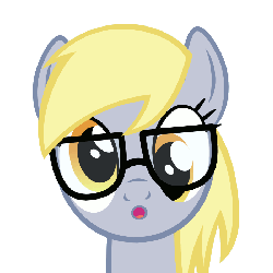 Size: 700x700 | Tagged: safe, derpy hooves, pegasus, pony, g4, :o, animated, concentrating, cute, derpabetes, female, frown, glasses, hipster, looking at you, mare, open mouth, simple background, smiling, underp