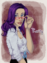 Size: 800x1071 | Tagged: safe, artist:azupanic, rarity, human, g4, glasses, humanized, solo