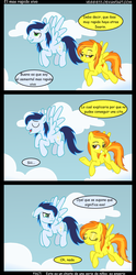 Size: 900x1808 | Tagged: safe, artist:veggie55, editor:mercury2099, soarin', spitfire, pegasus, pony, g4, comic, spanish, translation