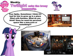 Size: 1920x1483 | Tagged: safe, spike, twilight sparkle, g4, man cave, twilight asks