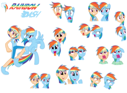 Size: 4500x3300 | Tagged: safe, artist:trinityinyang, rainbow dash, human, pony, g4, cute, dashabetes, facial expressions, female, human ponidox, humanized, simple background, solo, transparent background