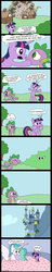 Size: 539x2802 | Tagged: safe, princess celestia, spike, twilight sparkle, g4, comic, spanish, translation