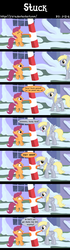 Size: 1200x4300 | Tagged: safe, artist:j-z-a, derpy hooves, scootaloo, pegasus, pony, g4, 8 foot candy cane, candy cane, comic, duo, duo female, female, filly, foal, mare, stuck, tongue out, tongue stuck to pole