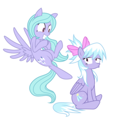 Size: 5000x4874 | Tagged: safe, artist:kooner-cz, cloudchaser, flitter, pegasus, pony, g4, absurd resolution, accessory swap, bow, female, mare, simple background, transparent background, vector