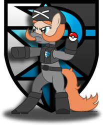 Size: 6000x7270 | Tagged: safe, artist:gray--day, pony, absurd resolution, bipedal, clothes, crossover, poké ball, pokémon, ponified, team plasma