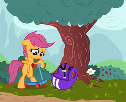 Size: 800x649 | Tagged: safe, artist:bronycurious, scootaloo, g4, cat bush, sisterhooves slighted