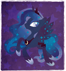 Size: 731x786 | Tagged: safe, artist:disfiguredstick, princess luna, alicorn, pony, g4, female, mare, solo, sparkly mane, sparkly tail, starry eyes, tail, wingding eyes