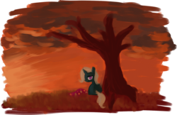 Size: 1024x665 | Tagged: safe, artist:flyingchicken, artist:grendel-the-monster, trixie, g4, painting, sunset