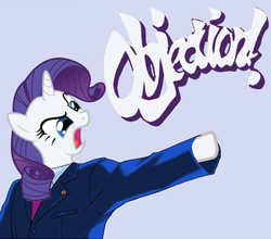 Size: 460x404 | Tagged: safe, artist:dethlunchies, rarity, g4, ace attorney, objection, parody, phoenix wright, solo