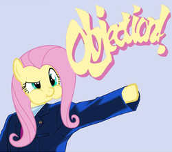 Size: 460x404 | Tagged: safe, artist:dethlunchies, fluttershy, g4, ace attorney, duo, objection, parody, phoenix wright