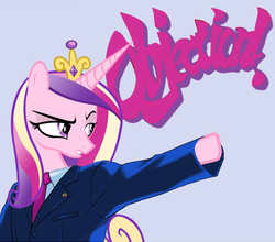Size: 460x404 | Tagged: safe, artist:dethlunchies, princess cadance, g4, ace attorney, female, objection, parody, phoenix wright, solo