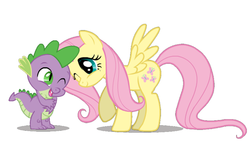 Size: 882x504 | Tagged: safe, artist:mixermike622, fluttershy, spike, dragon, pegasus, pony, g4, dragon x pony, female, interspecies, male, ship:flutterspike, shipping, straight