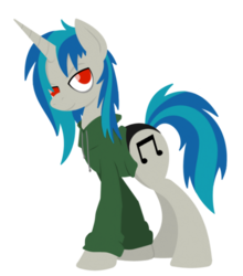 Size: 583x661 | Tagged: safe, artist:cuttycommando, dj pon-3, vinyl scratch, pony, unicorn, g4, clothes, female, hoodie, hooves, horn, lineless, mare, panties, simple background, solo, transparent background, underwear