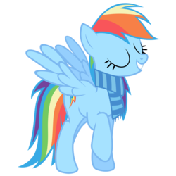 Size: 7000x7000 | Tagged: safe, artist:anxet, rainbow dash, pegasus, pony, g4, .svg available, absurd resolution, clothes, eyes closed, female, mare, raised hoof, scarf, simple background, solo, transparent background, vector