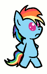 Size: 646x1002 | Tagged: safe, artist:troggle, rainbow dash, pony, g4, animated, dumb running ponies, female, solo