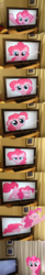 Size: 730x4500 | Tagged: safe, pinkie pie, earth pony, pony, g4, comic, fourth wall, irl, photo, ponies in real life, television