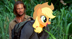 Size: 398x218 | Tagged: safe, artist:capnpea, edit, applejack, g4, fimbriae, lost, wat