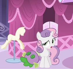 Size: 598x570 | Tagged: safe, artist:starisis9, spike, sweetie belle, g4, female, male, plushie, ship:spikebelle, shipping, spike doll, spike plushie, straight