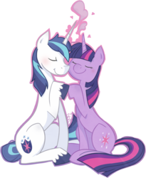 Size: 681x829 | Tagged: safe, artist:cruddydoodles, shining armor, twilight sparkle, pony, unicorn, g4, blushing, female, heart, holding hooves, horn, incest, magic, male, mare, ship:shiningsparkle, shipping, simple background, stallion, straight, transparent background, unicorn twilight