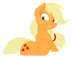 Size: 2547x1920 | Tagged: safe, artist:ag3nt-t, artist:joey darkmeat, applejack, earth pony, pony, g4, colored, female, looking at you, looking down, mare, simple background, solo