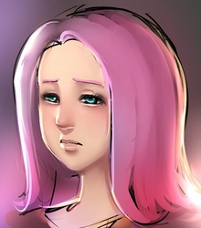 Size: 859x978 | Tagged: safe, artist:maniacpaint, fluttershy, human, g4, bust, female, humanized, portrait, solo