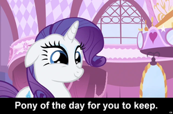 Size: 1024x672 | Tagged: safe, rarity, pony, unicorn, g4, caption, cs captions, female, floppy ears, solo