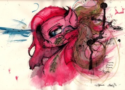 Size: 3483x2527 | Tagged: safe, artist:il-phantom, pinkie pie, earth pony, pony, g4, female, high res, pinkamena diane pie, solo, traditional art, watercolor painting