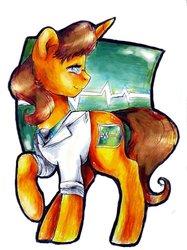 Size: 800x1067 | Tagged: safe, artist:art-surgery, doctor horse, doctor stable, pony, unicorn, g4, looking back, male, solo, stallion