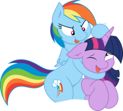 Size: 8331x7494 | Tagged: safe, artist:joey darkmeat, artist:tim015, rainbow dash, twilight sparkle, pegasus, pony, unicorn, semi-anthro, g4, absurd resolution, colored, female, floppy ears, hind legs, legs together, noogie, simple background, tongue out, transparent background
