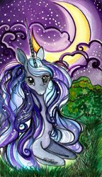 Size: 554x960 | Tagged: safe, artist:purplemango1, princess luna, alicorn, pony, g4, female, mare, moon, night, solo, stars