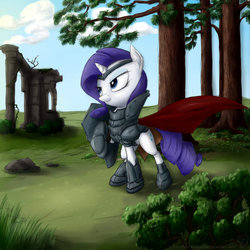 Size: 900x900 | Tagged: safe, artist:rule1of1coldfire, rarity, pony, g4, armor, armorarity, fantasy class, knight, solo, warrior