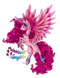 Size: 1700x2200 | Tagged: safe, artist:rubypm, pinkie pie, alicorn, pony, g4, alicornified, element of laughter, female, mare, pinkiecorn, race swap, simple background, solo, transparent background, xk-class end-of-the-world scenario