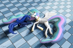 Size: 1980x1320 | Tagged: safe, artist:luffsas, princess celestia, princess luna, alicorn, pony, g4, duo, female, mare