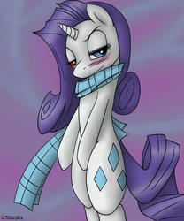Size: 1280x1536 | Tagged: safe, artist:luffsas, rarity, pony, g4, bipedal, blood, clothes, scarf, solo
