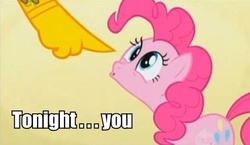 Size: 587x340 | Tagged: safe, gilda, pinkie pie, griffon, g4, aqua teen hunger force, image macro, tonight you