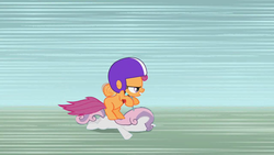 Size: 640x360 | Tagged: safe, artist:capnpea, edit, scootaloo, sweetie belle, g4, faceplant