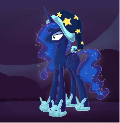 Size: 1050x1080 | Tagged: safe, artist:vanderlyle, princess luna, pony, g4, animated, clothes, female, hat, nightcap, pajamas, slippers, solo
