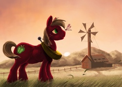 Size: 1400x1000 | Tagged: safe, artist:changeunism, big macintosh, dragonfly, earth pony, pony, g4, male, scenery, solo, stallion