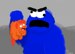 Size: 708x511 | Tagged: safe, artist:mr tiggly the wiggly walnut, fluffy pony, cookie monster