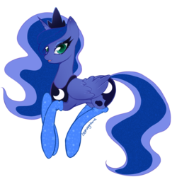 Size: 2216x2219 | Tagged: safe, artist:newvagabond, princess luna, alicorn, pony, g4, clothes, female, high res, mare, simple background, socks, solo, transparent background