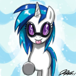 Size: 900x900 | Tagged: safe, artist:johnjoseco, dj pon-3, vinyl scratch, pony, g4, female, solo, tongue out