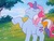 Size: 512x389 | Tagged: safe, screencap, sweet stuff, earth pony, pony, twinkle eyed pony, g1, my little pony 'n friends, sweet stuff and the treasure hunt, bow, eyes closed, raised hoof, tail bow